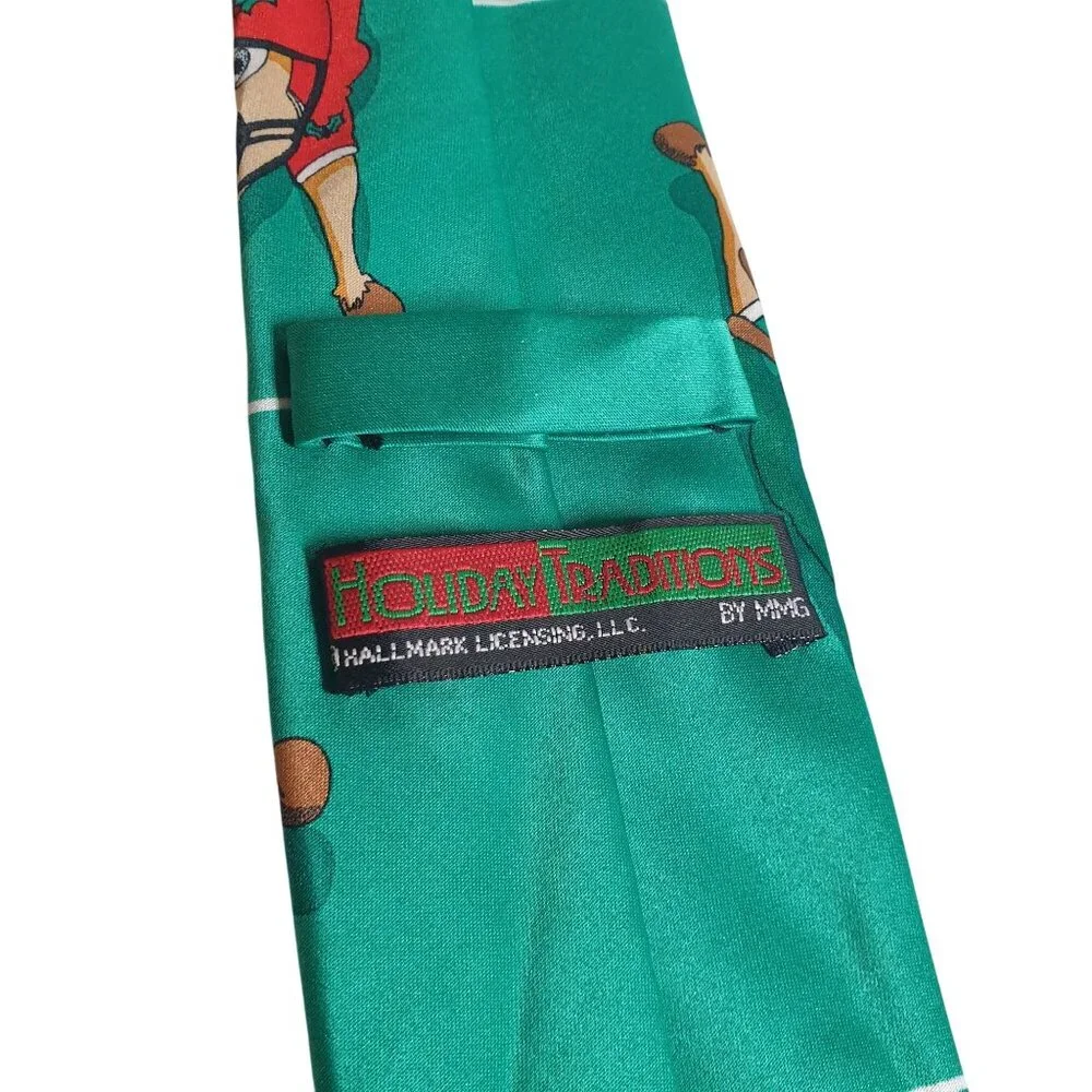 Santa Football Holiday Necktie Hallmark Traditions Vintage Christmas Tie Gift - Picture 4 of 5